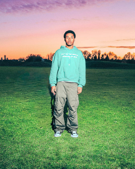 "BREASTPLATE" Hoodie in Teal Green