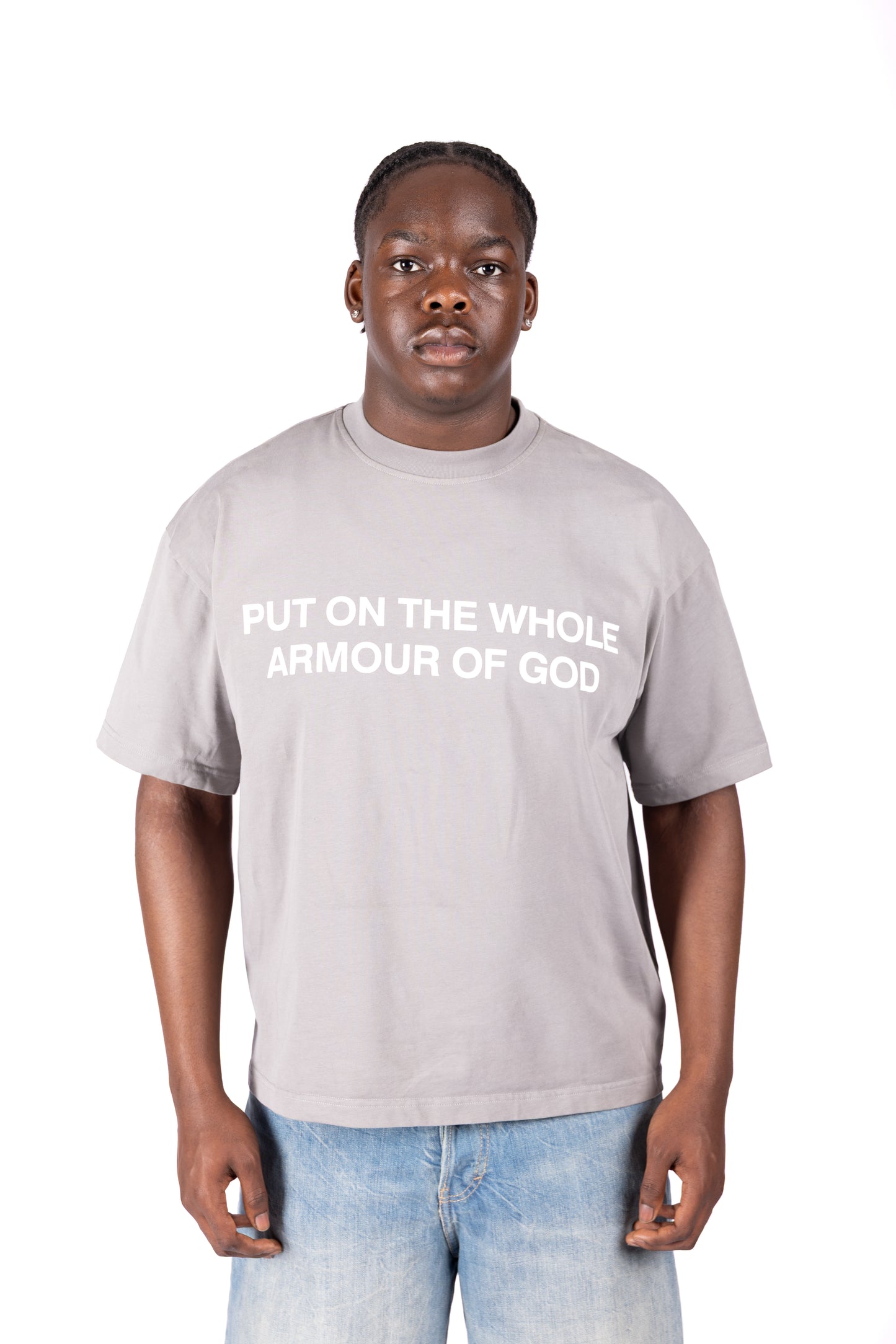 “BREASTPLATE” T-Shirt in Charcoal Grey