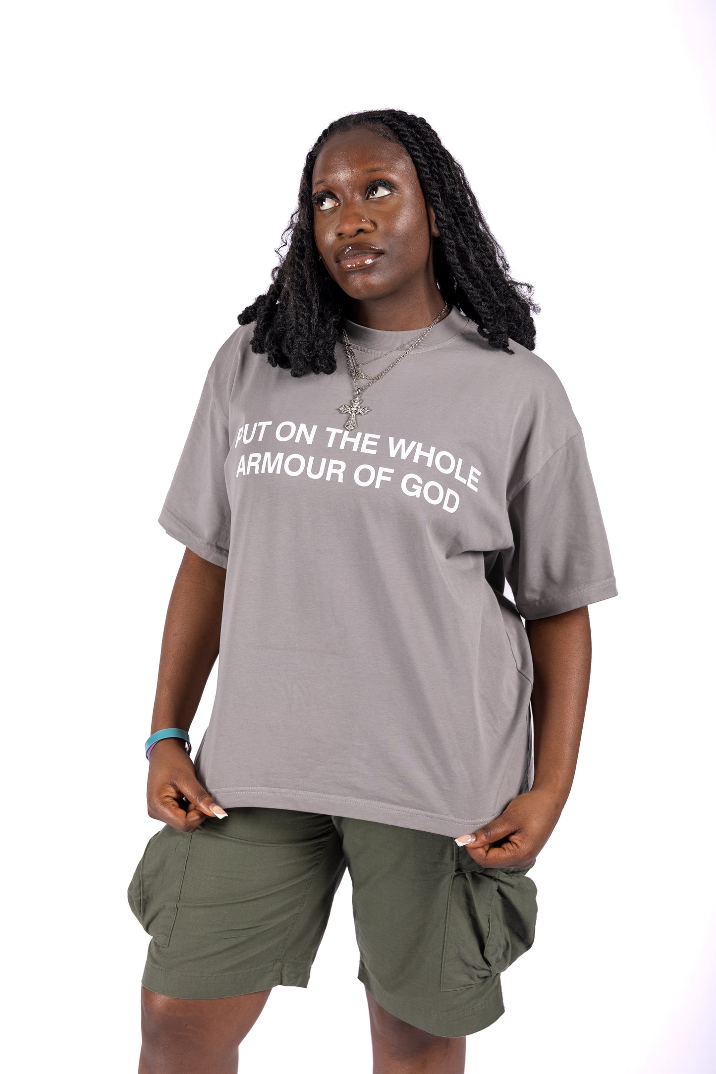 “BREASTPLATE” T-Shirt in Charcoal Grey