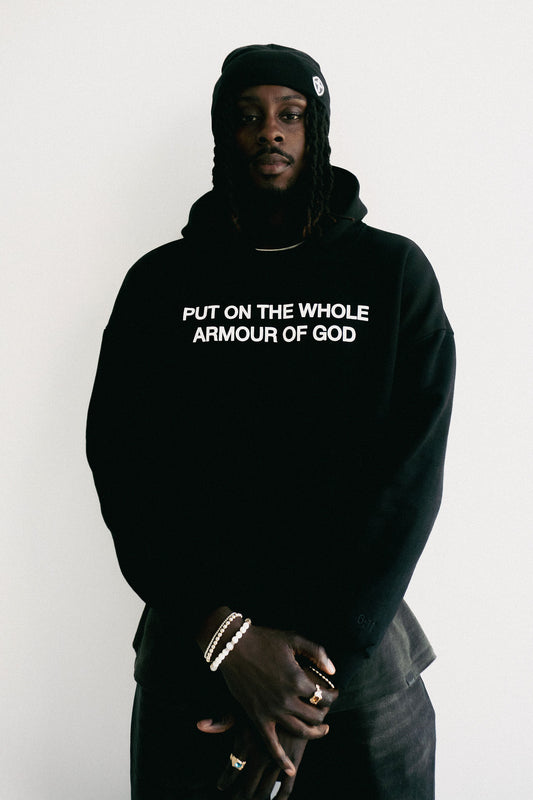 “BREASTPLATE" Hoodie in Black