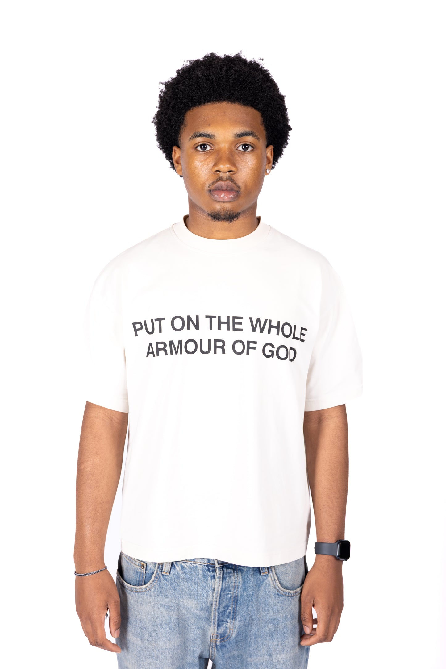 “BREASTPLATE” T-Shirt in Cream White