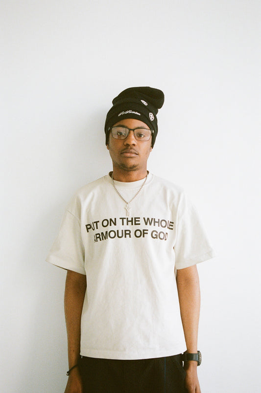 “BREASTPLATE” T-Shirt in Cream White